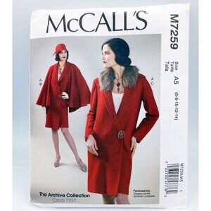 McCalls Pattern M7259 Archive Collection Misses Coat Detachable Cape and Collar